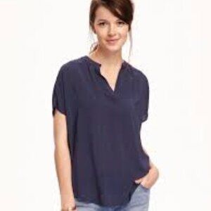 Old Navy Cocoon Blouse XXL TALL LOST AT SEA NAVY